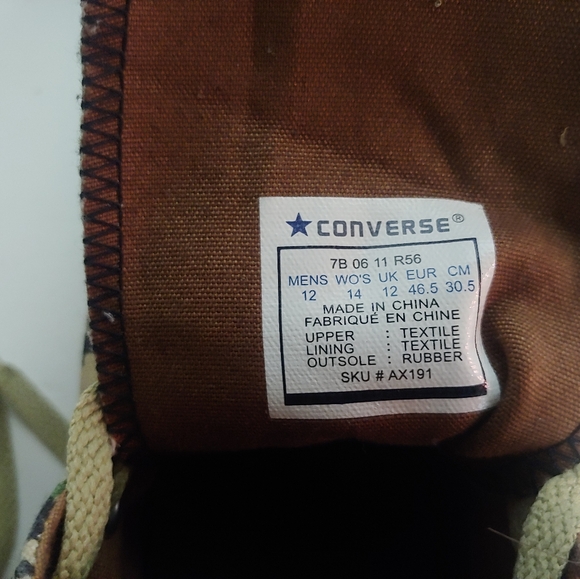 VTG Mens Converse All Star LE Camo Skull 1970s Chuck Taylors HI Sneakers RARE - Picture 5 of 7